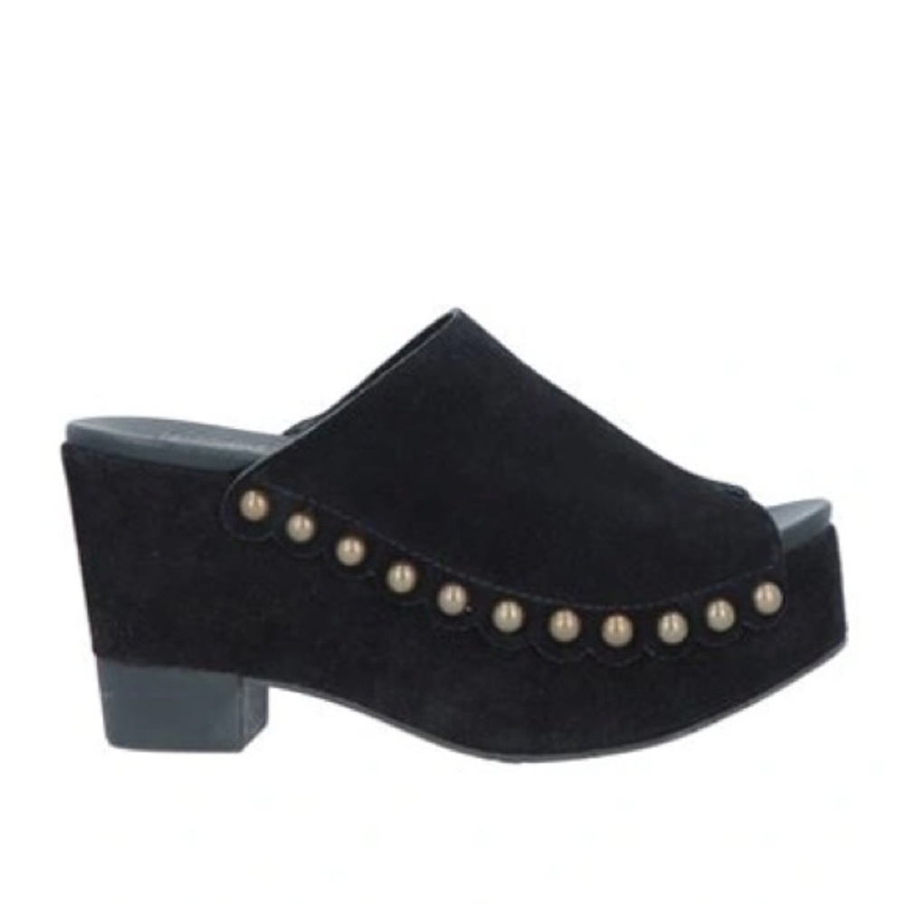 Pedro Garcia black suede peep toe stud clog